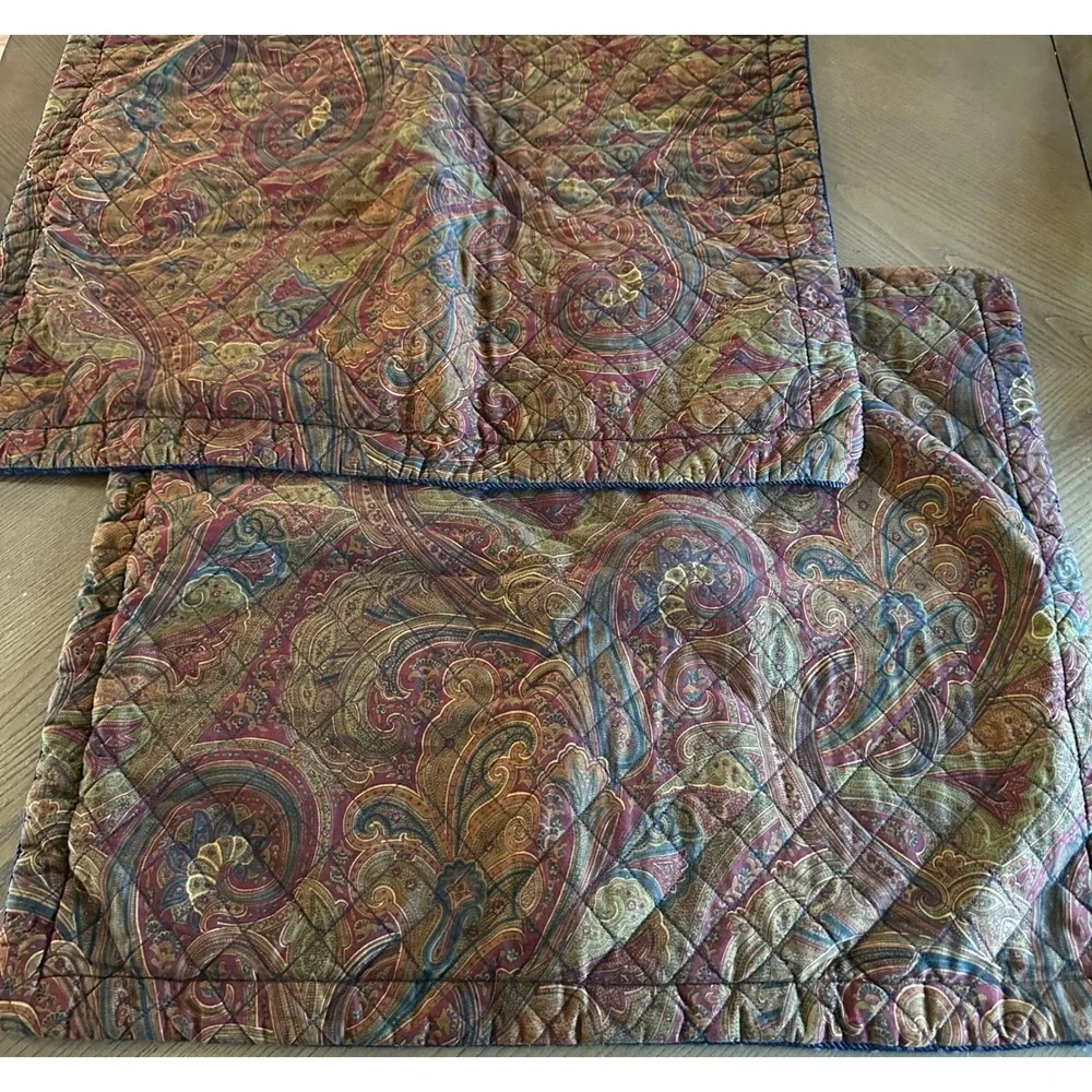 2 American Living Lichfield Litchfield Ralph Lauren Quilted Paisley Pillow Shams